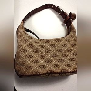 DB Logo Mini Bucket Hobo Bag With Leather Trim